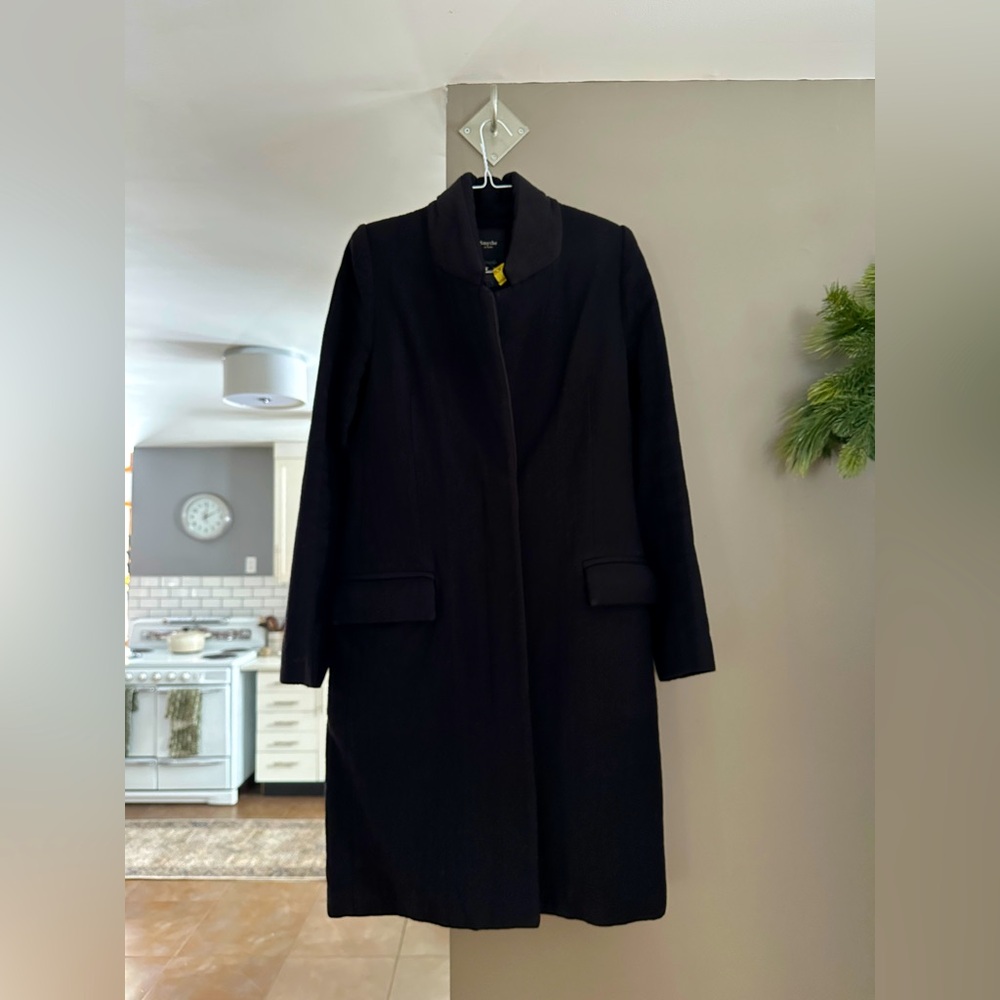 Smythe Black Long Wool Blend Coat